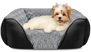 INVENHO Kleines Hundebett, rechteckig, waschbar, orthopädisch, weich, beruhigend, langlebig, mit rutschfester Unterseite