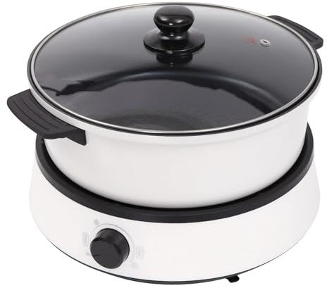 Electric Hot Pot Cooker, 1350W Shabu Shabu Hot Pot, Separate Design Multifunctional Electric BBQ Grill Pot, 4L Electric Non Stick Hotpot with Multi Power Control, for Party, Family, Friend Gathering