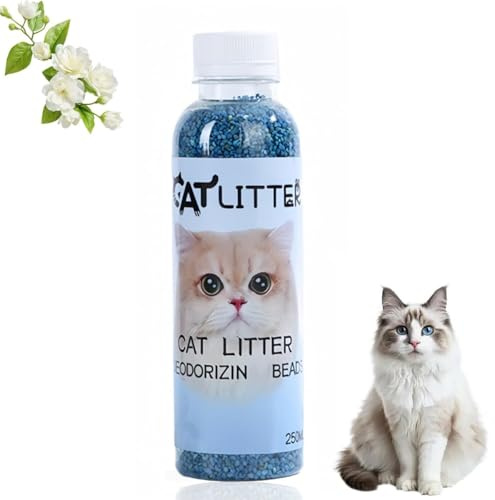 250ml Cat Litter Deodorizer & Freshener Beads,Pet Odour Eliminator,Litter Tray Freshener,Cat Odour Remover,Natural Ingredients,Pet Friendly,For Effective Cat Toilet Smell Control(Jasmine Fragrance)