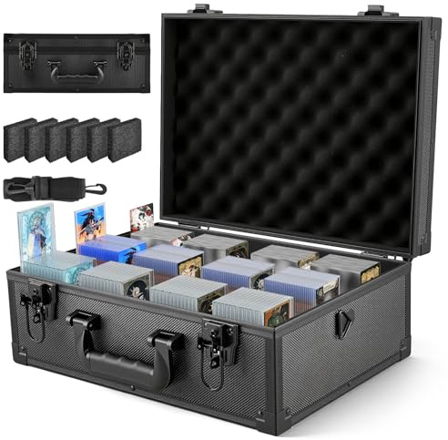Yamvisa Toploader Storage Box for 600+ Cards, Lockable Card Case, Heavy-Duty Protection for Sports/Trading Cards, Padded Organizer Trading Card Case Sports Card Storage Box Card Holder