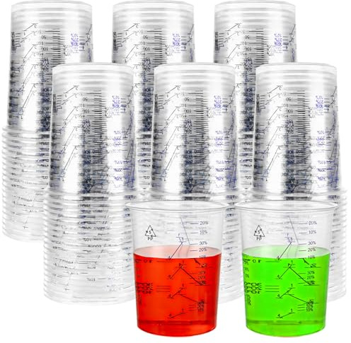 APACALI 100 Stück Lackmischbecher, Mischbecher Lack 600ml, Farbmischbecher mit Skala, Mischbecher Epoxidharz Farbbecher für Kunstprojekte Harz Farbe und Pigmente zum Mischen und Abmessen