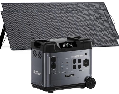 OUKITEL P5000 Pro Centrale Elettrica Portatile 4000W, 5120Wh LiFePO4 Batteria Generatore Solare con 2*500W Pannello, Stazione di Alimentazione Elettrico Generatori per Uso Domestico/Campeggio/Camper