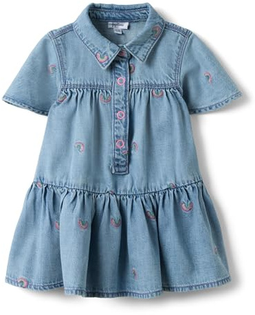 OVS Kids Blaues Denim-Mischgewebe-Kleid für Mädchen mit Regenbögen