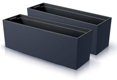 IMJ-Global - 2 Jardiniere Exterieur Grande Taille 77x23,5x24,6cm, Pot de Fleur 40 litres (Insert de 27 litres) Bac a Fleurs Exterieur Intérieur en Plastique Résistant aux Intempéries (Noir)