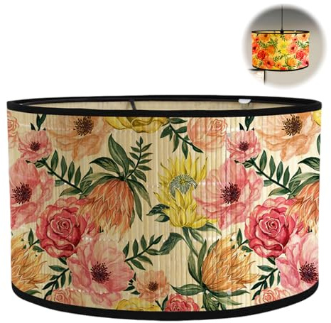 Hengrongshen Lampenschirm Hängelampe, Durchmesser 30cm, Lampenschirme für Tischlampe, Heimdekoration, Lampenschirm Stehlampe für Tisch, Boden und Hängelampen (Blumenstil I)