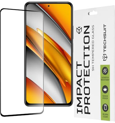 Techsuit Displayschutzfolie für Xiaomi Mi 11i, Poco F3 Gehärtetes Glas mit 9H Härte, Vollständige Abdeckung, Stoßschutz, Oleophobe Beschichtung, Anti Fingerabdruck, Kratzfest, 111D Full Glue