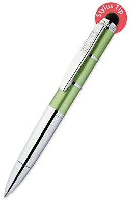 ONLINE Drehkugelschreiber und Eingeabestift in einem, mit Metallclip, D1-Standardmine, Piccolo Stylus Metallic Green, 2in1 Mini-Kuli fürs Portemonnaie, blauschreibend, Stylus Tip für Touchscreens