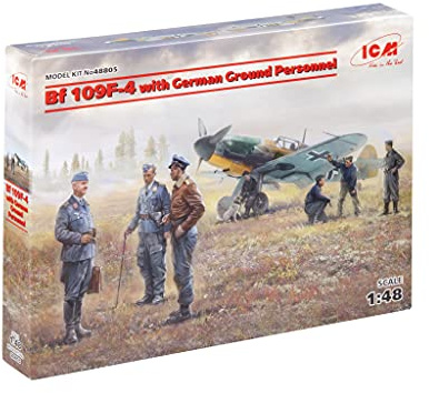 ICM ICM48805 1:48-Bf 109F-4 mit deutschem Bodenpersonal