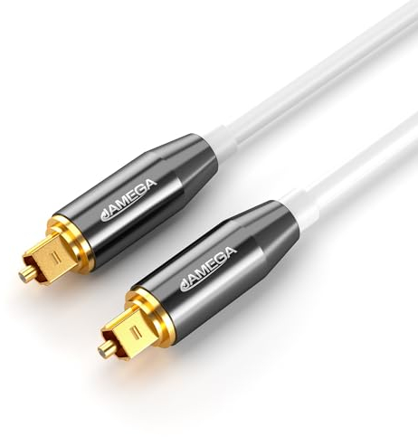JAMEGA - 0,5m Toslink Kabel Digitalkabel Premium Qualität | Optisches Kabel Digital Audiokabel LWL DTS SPDIF kompatibel mit Soundbar, Stereoanlage, Heimkino, Heimkino, PS5, PS4, XBOX uvm. - Weiß