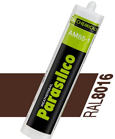 Profi Silikon Parasilico 310ml Kartusche Dichtstoff Sanitär, Küchenbereich, Innen-und Außen Bausilikon, Große Farbauswahl (15x Kartuschen, dunkelbraun/Mahagonibraun RAL 8016)