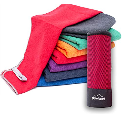 Mikrofaser Handtuch Set - für Sauna, Fitness, Sport I Strandtuch, Sporthandtuch I Rot_Brush L: 140x70