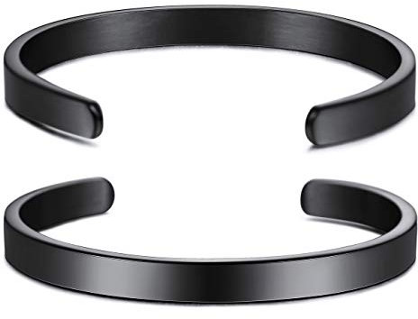 MeMeDIY Personalisierte Armband Gravur Name Identifizierung ID Angepasst für Männer Frauen Mädchen Jungen Wasserdicht Edelstahl Einstellbare Stulpearmband (6mm Breite, Schwarz Farbe)
