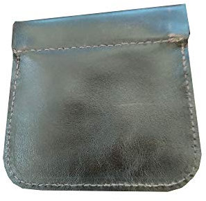 portamonete portaspiccioli clip clap tascabile in vera pelle 9 x 9 cm (nero)