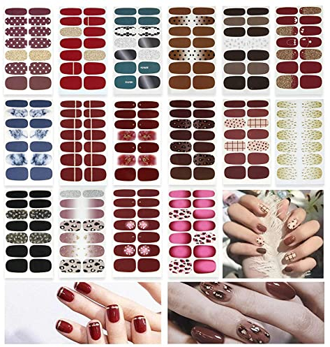 LATTCURE Nagelsticker, Nagelaufkleber, Nagelkunst Sticker, Selbstklebende Nagelfolie, Nail Art Aufkleber Schöne Mode DIY Dekoration 16 Blatt Nagelsticker (A)