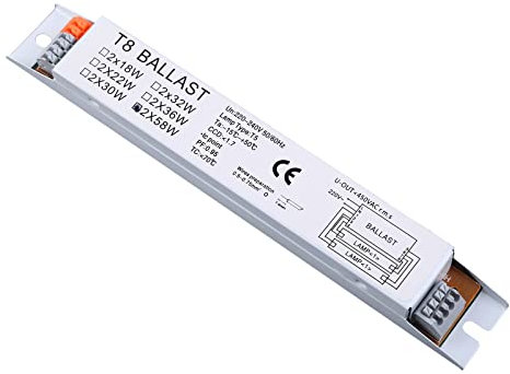 BIlinli T8 220-240V AC 2x58W Balasto electrónico de Voltaje Amplio Balastos de lámpara Fluorescente
