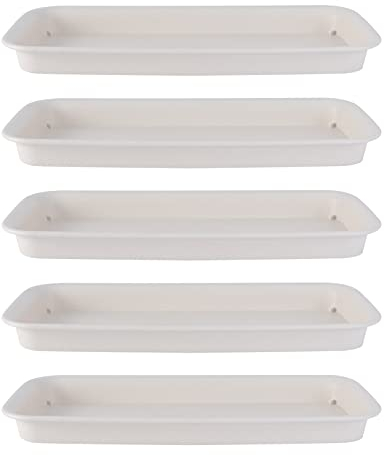 Cabilock Lot de 5 plateaux rectangulaires en plastique pour rebord de fenêtre, pot de fleurs, récupérateur d'eau, outils de jardin et de balcon pour plantes succulentes en pot