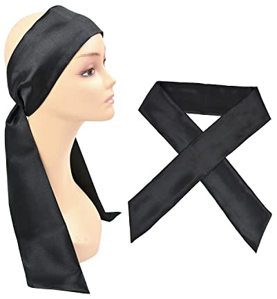 1 Stück satinbesetzte rutschfeste Perücken-Stirnbänder für Damen, ideal für Make-up, Sport & Yoga (1 Stück，Schwarz)