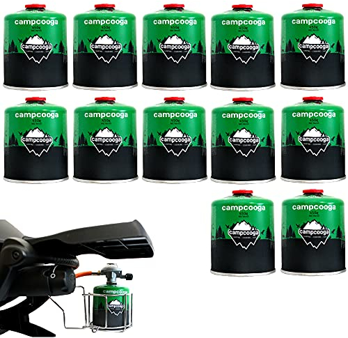 450g Gaskartusche mit Gewinde Schraubkartusche mit Ventil EN417 für Gasgrill Tischgrill Gaskocher Campingkocher (12x 450g Gaskartusche)