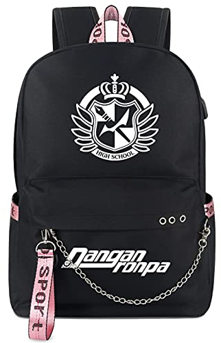 Roffatide Anime Laptop Backpack Fit 15 Inch Luminous Printed Schoolbag for Boys Girls Black Travel Daypack with USB Charging Port & Headphone Port