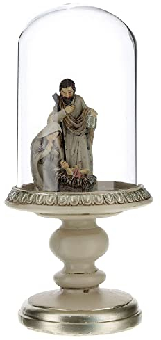 Holyart Christi Geburt aus Harz in Glasglocke, 21 cm