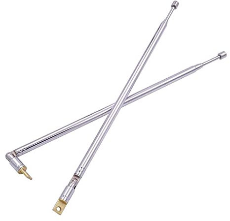 Antenne télescopique Acier Inoxydable 4 Sections Antenne Radio AM FM 63CM Antenne télescopique 'Ensemble de 2' Câble TV Compatible Radio Attractive Processed