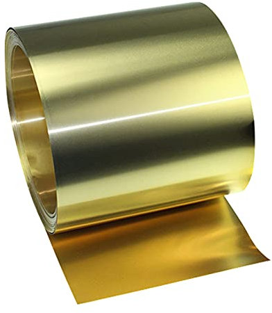 Striscia in ottone 5M H62, spessore 0,5 mm larghezza 10 mm, uso in decorazione, artigianato, hobby, riparazioni, elettrico, fai da te.