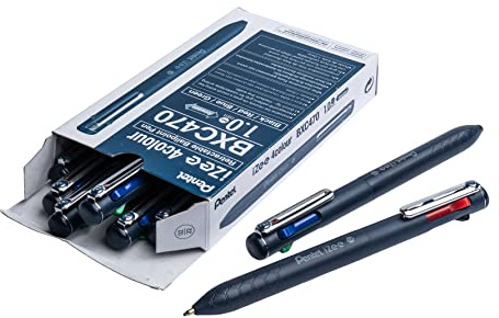 Pentel iZee 4 Colour Pen - Ink Colour: Black, Red, Blue & Green - Pack of 12