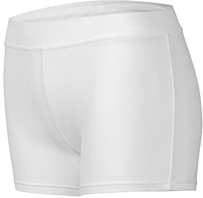 Dtone Mädchen Kurz Hose für Tanz Gymnastik Turnanzug Turn Shorts Glitzer glänzend Fitness Hotpants Elasthan-Weiß 150 (11-12 Jahre)
