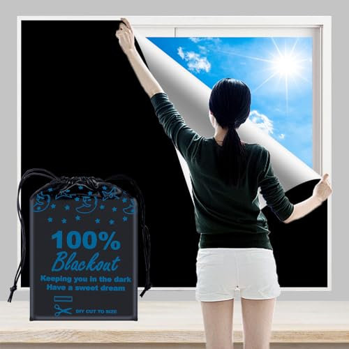 BoxElfos Verdunkelungsvorhänge, Fensterabdeckung, 100% verdunkelnd, 200,7 x 150 cm, zuschneidbar, Klettverschluss-Laschen, tragbare Taschen für Reisen, Licht- und UV-blockierend, für Haus,