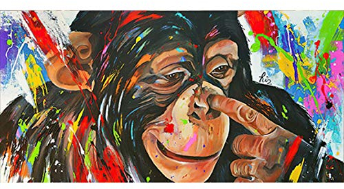 JACBON Graffiti Funny Monkey Picking Nose Poster und Druck auf Leinwand, Wandkunst, Bild für Wohnzimmer, Heimdekoration, 60 x 120 cm, rahmenlos
