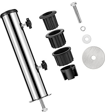 perfk Support de base de parapluie Tube Pince de parapluie en acier inoxydable Porte-parapluie Support de parapluie Support de terrasse pour jardin à, Monotrou Fixe