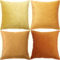 GONOVE Kissenbezüge 50x50cm Weicher Samt Bunte Plain Kissenbezug 4er Set Dekorative Kissenhülle Zierkissenbezüge Kissen für Sofa Couch Zuhause Wohnzimmer, Orange Serie