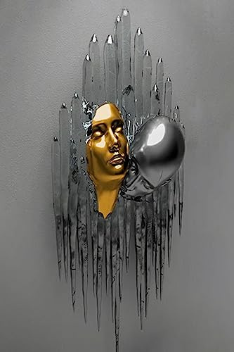 MKHFUW Metall Figur Statue Kunst Leinwand Gemälde Romantisch Abstrakt Poster und Drucke 3D Liebhaber Skulptur Poster Modernes Wohnzimmer Heimdekoration - Ohne Rahmen (CST-04,60x90cm*1)