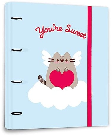 Grupo Erik: Raccoglitore A4 Pusheen, Raccoglitore a 4 anelli con elastico e copertina rigida in cartone, 32 x 27,5 cm, Cartella Portadocumenti A4, Cancelleria Pusheen
