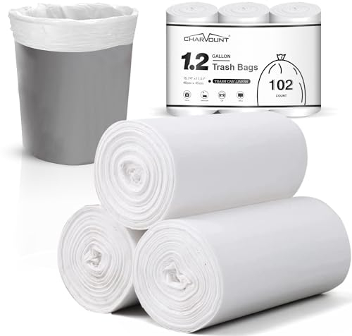 Charmount Lot de 102 petits sacs poubelle de salle de bain, pour 4,5 à 5 litres, transparents