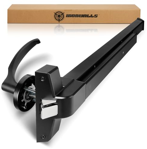 IRONWALLS Türschieber, Panikausstiegsgerät, Edelstahl, mit Griffhebel, schwarz, 81,3 cm, kommerzielle Panikstangen für Notausgangstüren, robuste Panikbeschläge für 81,3 cm - 119,4 cm Holz-/Metalltüren