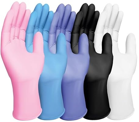 MUNTRADE Guantes Nitrilo 100 unidades - Guantes Desechables, Sin Polvo, Sin Látex, Colores y Tallas (S, Rosa)