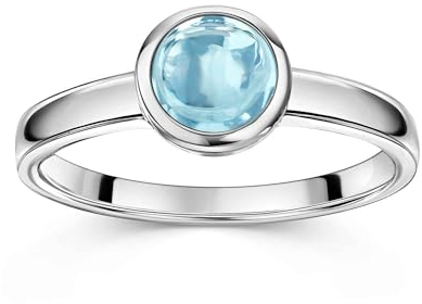 Materia Damen Ringe Silber 925 mit blauem Stein rund SR-28-56
