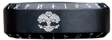 Männer Frauen Wikinger Yggdrasil Ring – Nordische Mythologie Keltischer Knoten Lebensbaum Edelstahl Piratenring – Punk Heavy Metal Vintage Gothic Heidnischer Schmuck Geschenk ( Color : Black_10 )