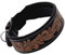 Leder Halsband Blair Lederhalsband Breit M L XL punziert Blumen Schwarz Braun Hundehalsband unterlegt (M)