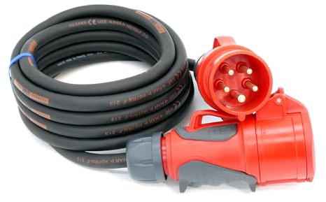 CEE Starkstromkabel (1,5m-50m) 16A Verlängerungskabel Titanex H07RN-F 5x2,5mm² mit PCE Grip Stecker und Kupplung, Business-Line von Event-Kabel (10 Meter)
