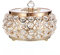 TOLIDA Grande boîte à bijoux en verre de cristal – Boîte cadeau en forme de tambour avec couvercle, boîte souvenir pour boucles d'oreilles, bagues, bijoux, trésors (doré)