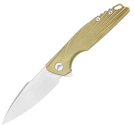 FerraMonster Taschenmesser Klappmesser Outdoor Messer Survival Messer EDC Einhandmesser mit Taschenclip, Tasche - M390 Stahl, Griff mit Titan - Männer Geschenk (Goldene)