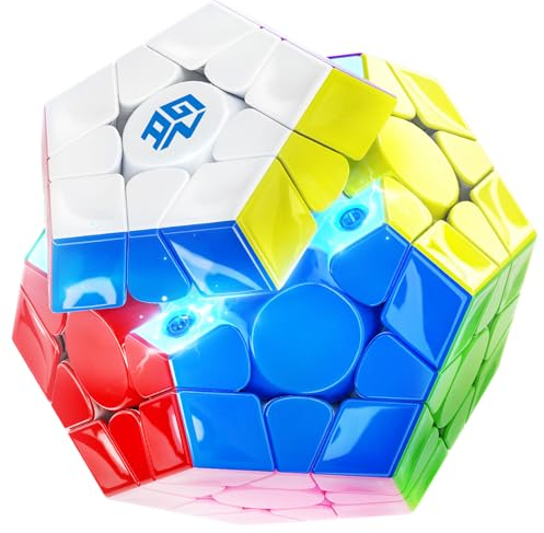 GAN Megaminx Zauberwürfel Maglev V2, Megamix Würfel mit 160 Magneten, Speed Cube Schnell & Glattes & Verstellbare Spannung & Anti-POP, Geschenk für Kind Erwachsene-2024 Vorzeigemodell, Grau(UV Coated)