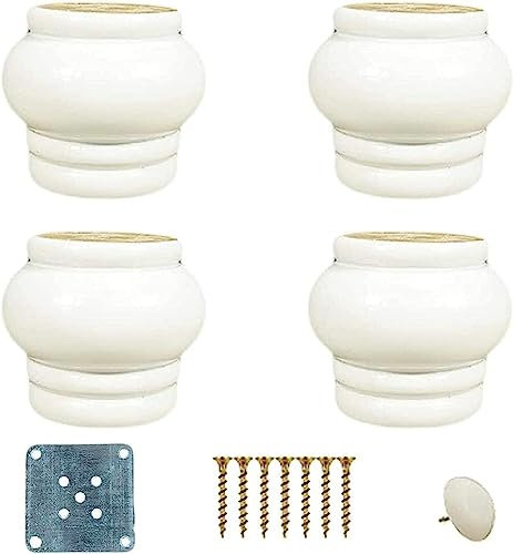 4X Massivholz-Ersatzmöbelbeine, runde fertige Sandwichbeine, Eukalyptus-Sofabeine (Farbe: Weiß)