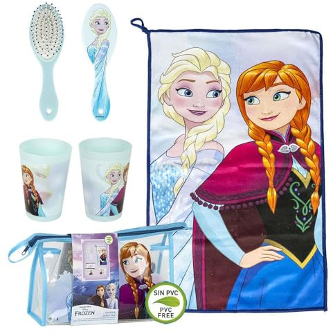 Borsa da viaggio Frozen - Colore blu - 23 x 15 x 8 cm - Grande capacità di contenimento - Chiusura con zip - Prodotto originale disegnato in Spagna