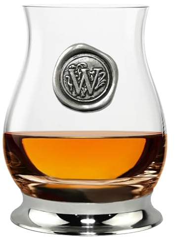 English Pewter Company Glencairn Personalised Whisky Mixer Glass with Monogram Initial - Unique Gifts for Men - with Your Choice of Initial 350ml [WGP123] (W)