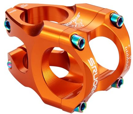 SRUOEC 31,8 x 28,6 mm Fahrradvorbauten 35 mm kurzer Lenker Mountainbike-Vorbau für die meisten Fahrräder, Fixed Gear, Rennrad, Downhill Bike, Track Bike, MTB, BMX, Radfahren, Orange