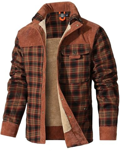 HYPESTFIT Uomo Giacca Flanella Pelliccia Foderato Pulsante Caldo Lumberjack Pile Imbottito Manica Lunga Casual