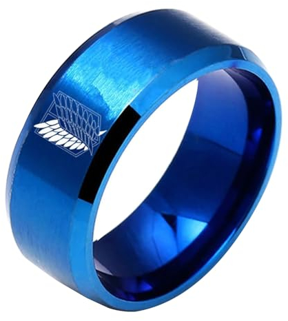 acsewater Attack on Titan Schwarzer Ring Wings Of Liberty Flag Fingerringe für Männer Frauen Charme Schmuck Anime Fans